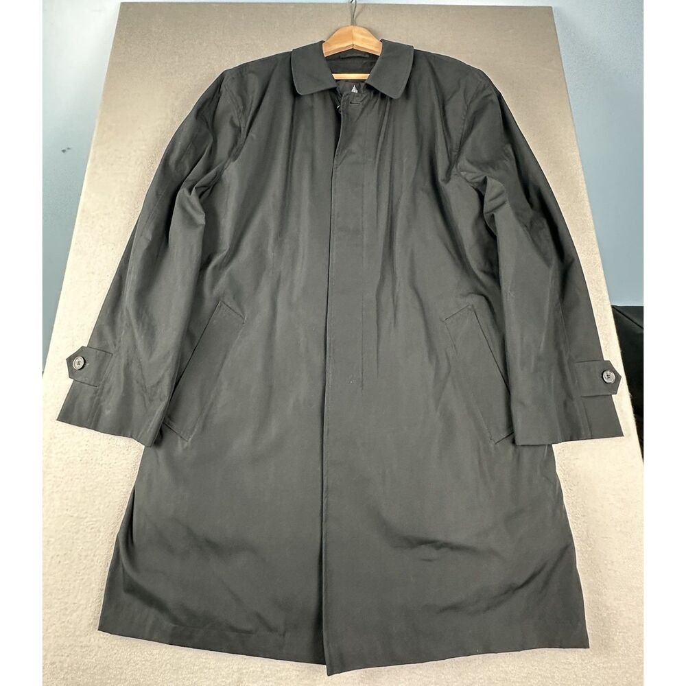 London Fog Men's Lined Rain Trench Coat L Career Preppy Old Money Quiet Luxury
